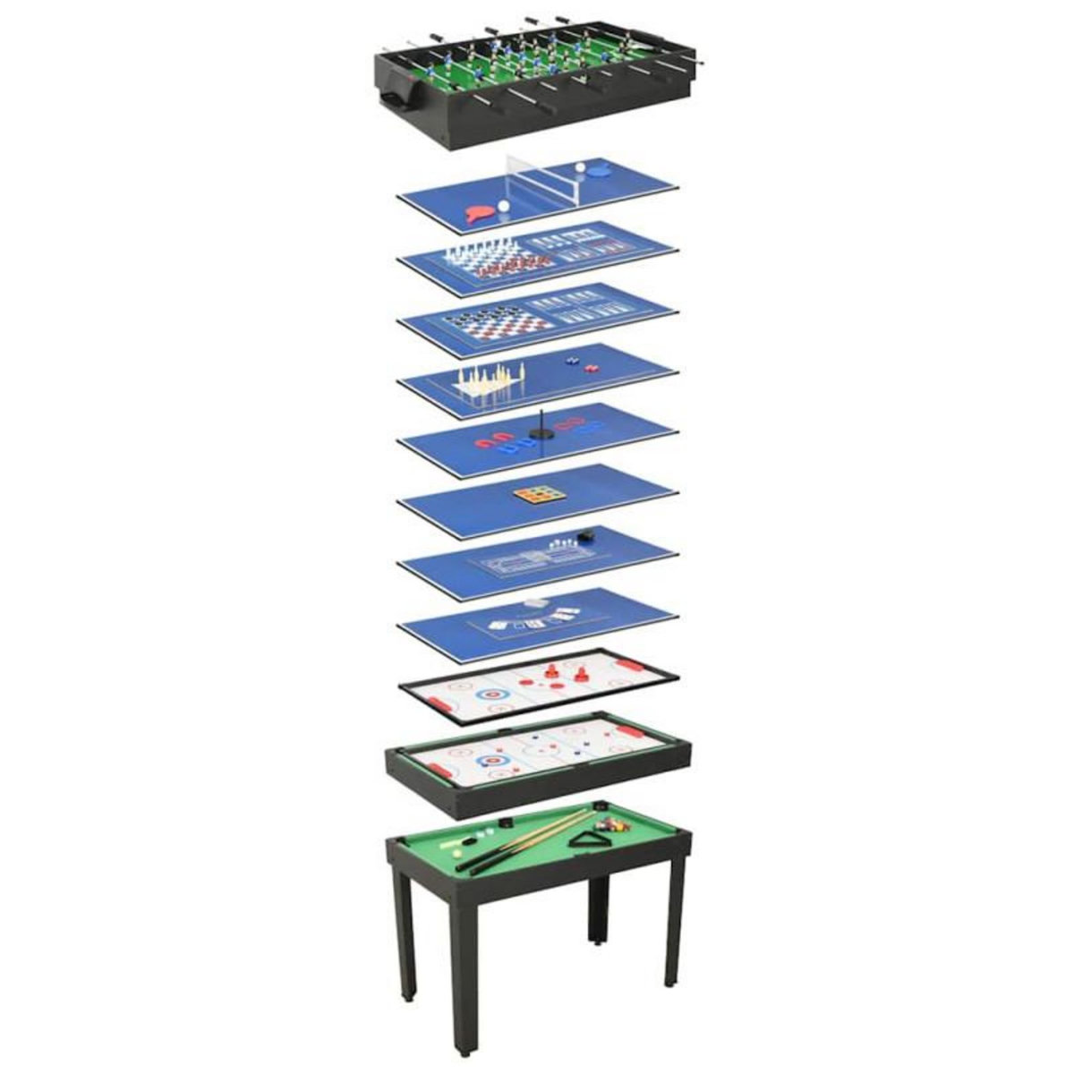 VIDAXL Table de jeu multiple 15 en 1 121x61x82 cm Noir