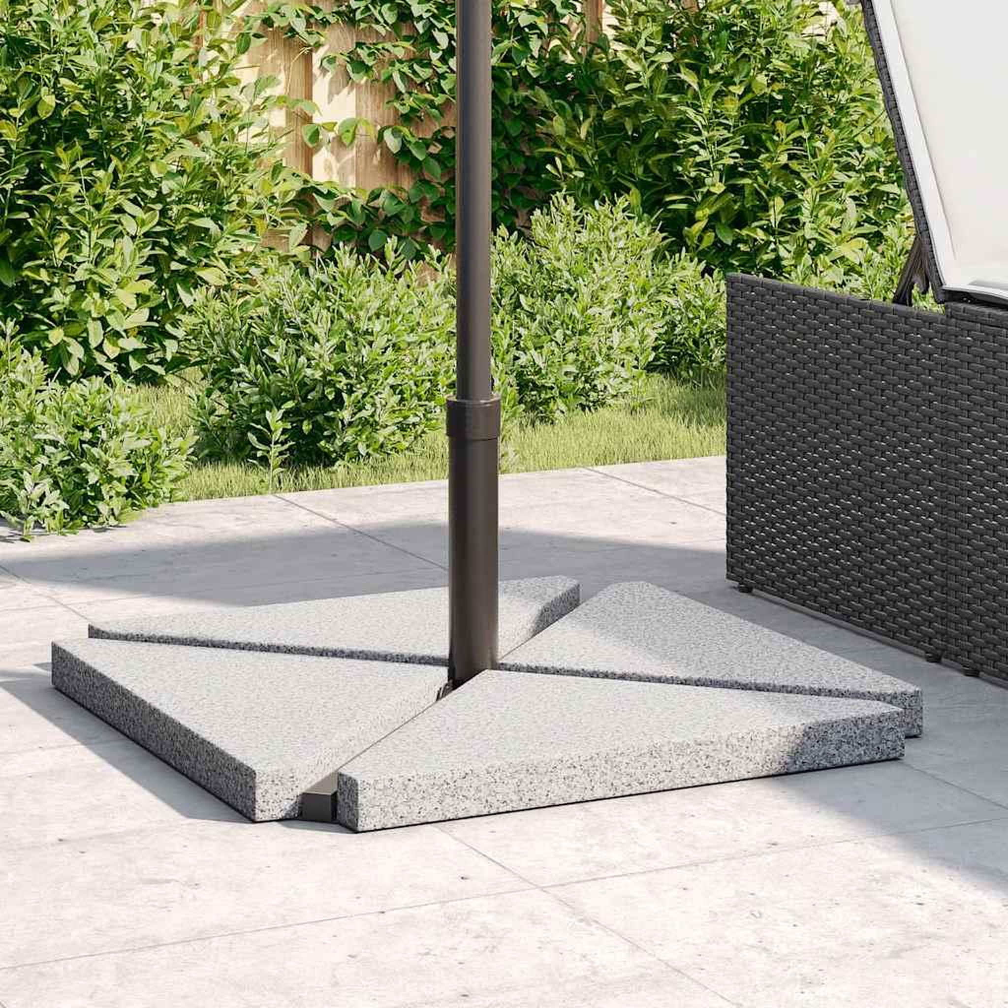 Voir la diapositive 3 : VIDAXL Plaques de poids de parasol 4 pcs triangulaire granit gris 14kg