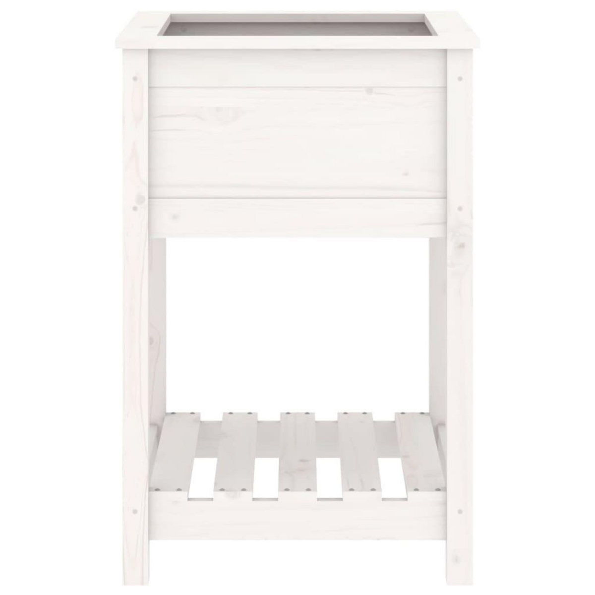 VIDAXL Jardiniere avec etagere Blanc 54x54x81 cm Bois massif de pin
