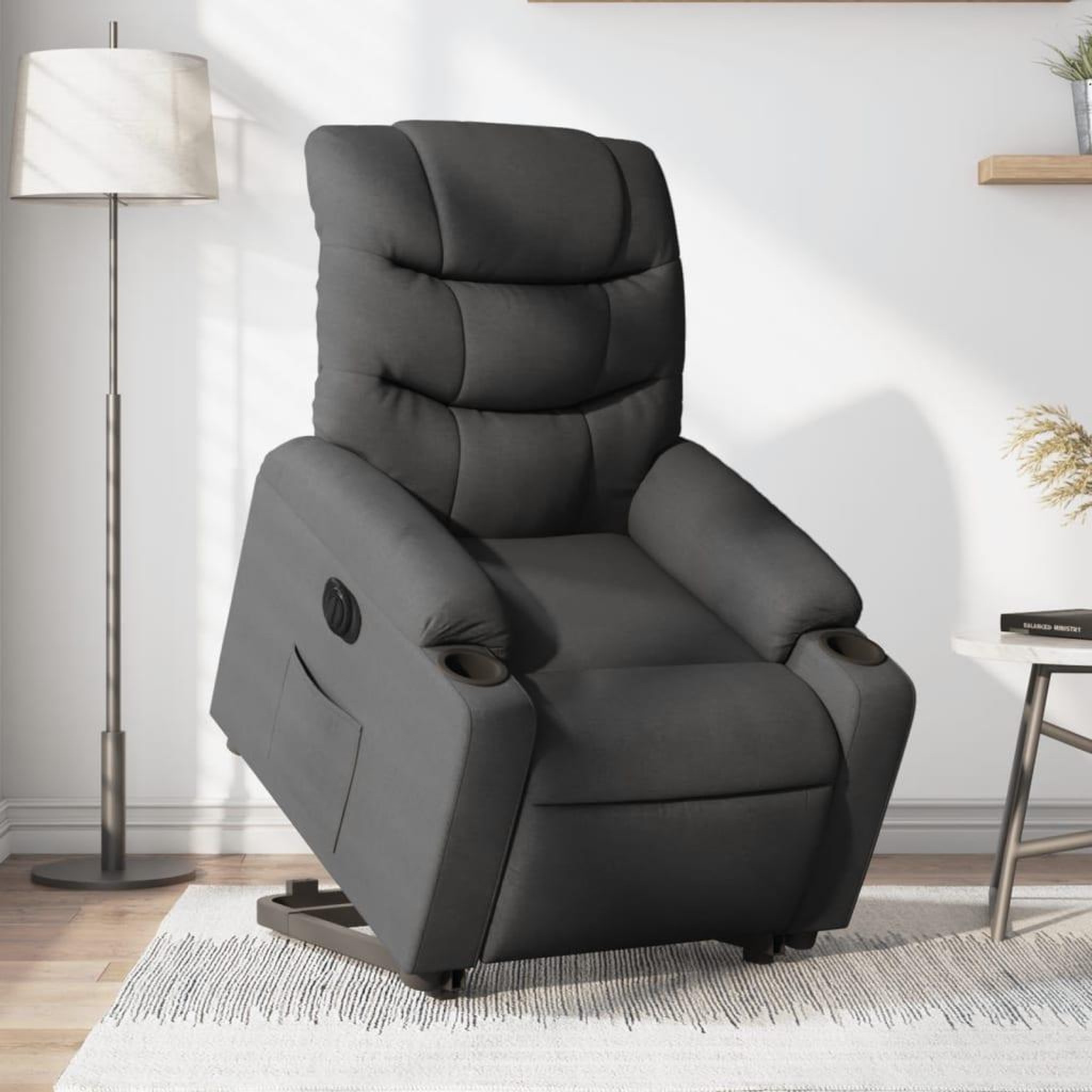 VIDAXL Fauteuil inclinable electrique gris fonce tissu