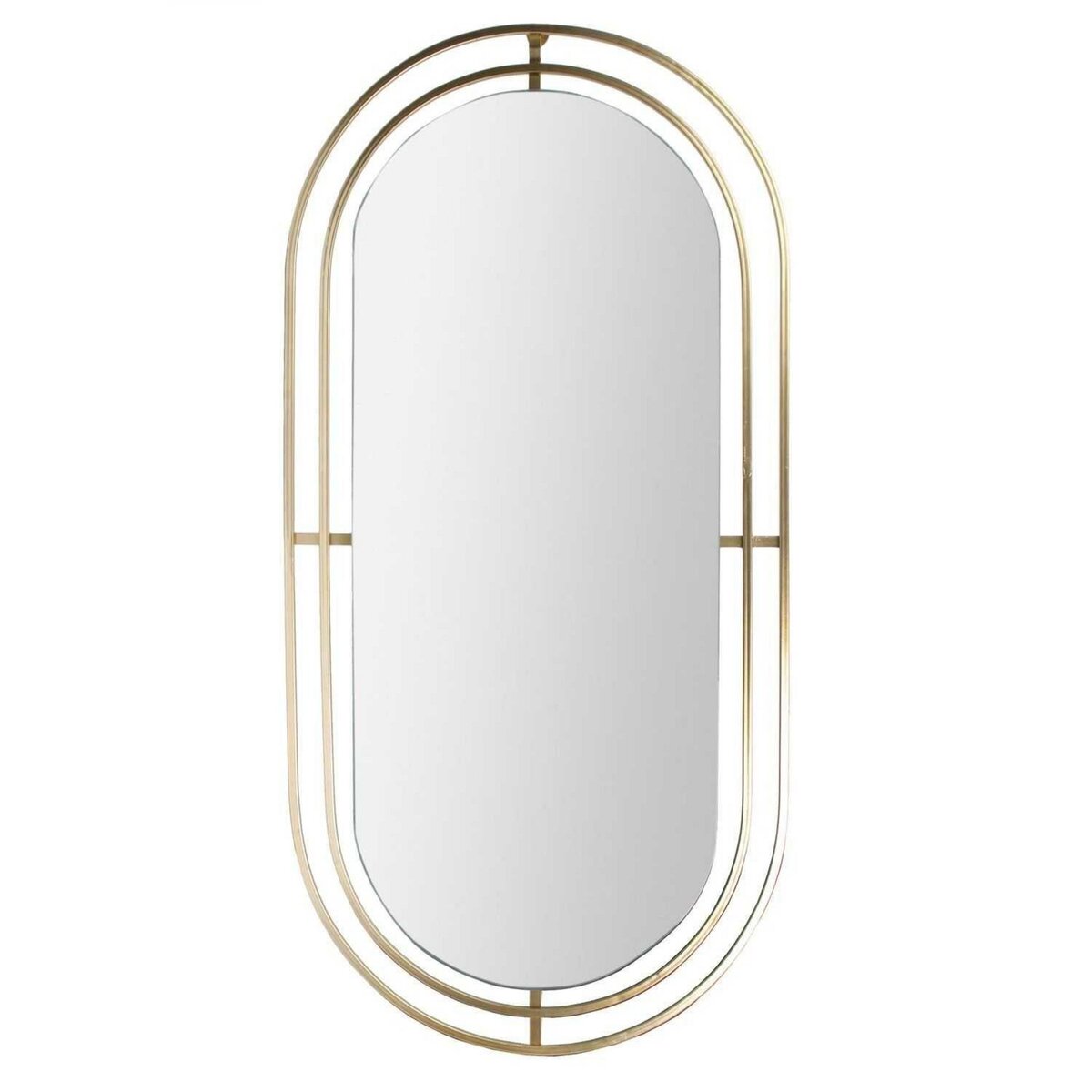TOILINUX Miroir en métal ovale à suspendre - Doré