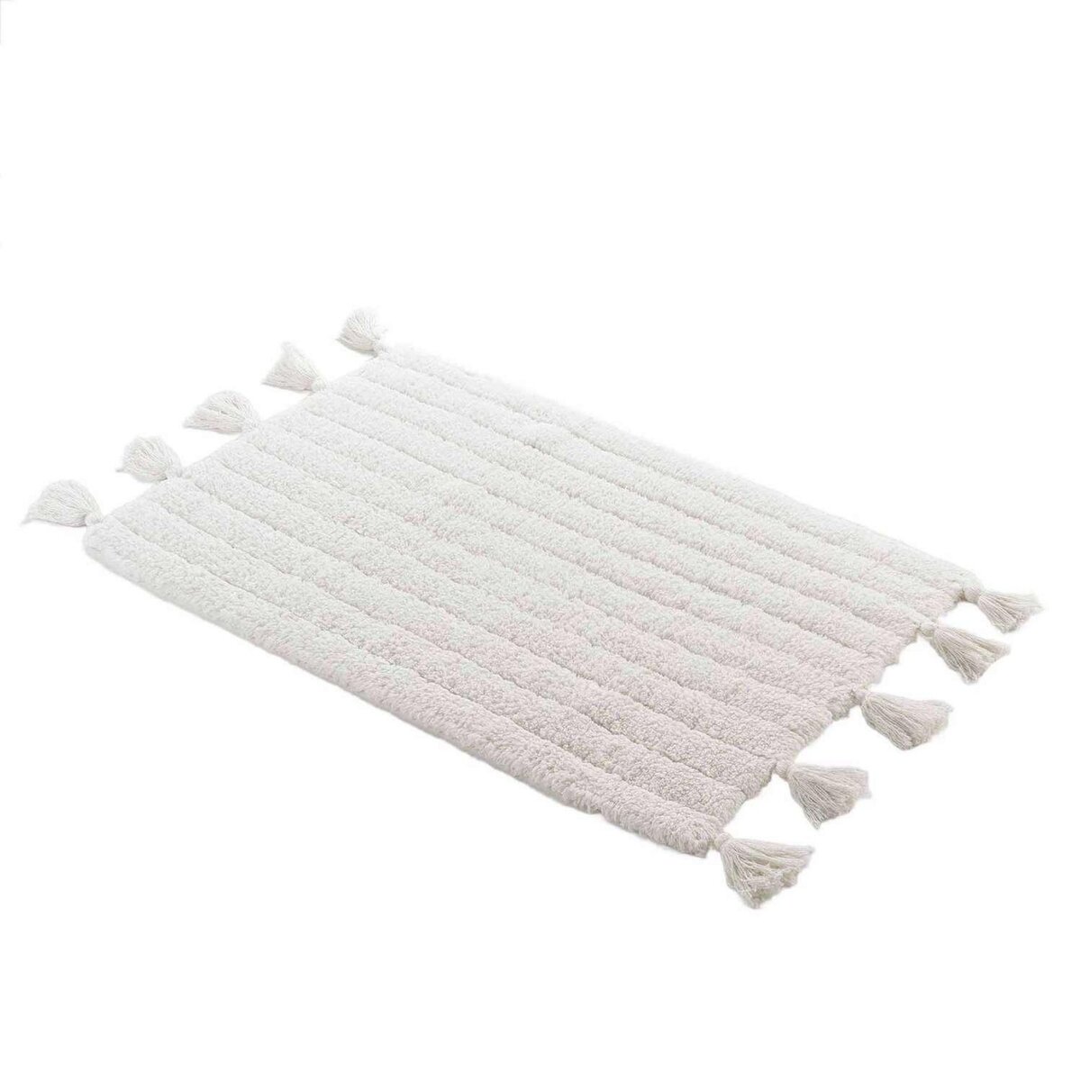Douceur d'Intérieur Tapis de bain Manteca en coton tufté - 50 x 80 cm - Blanc