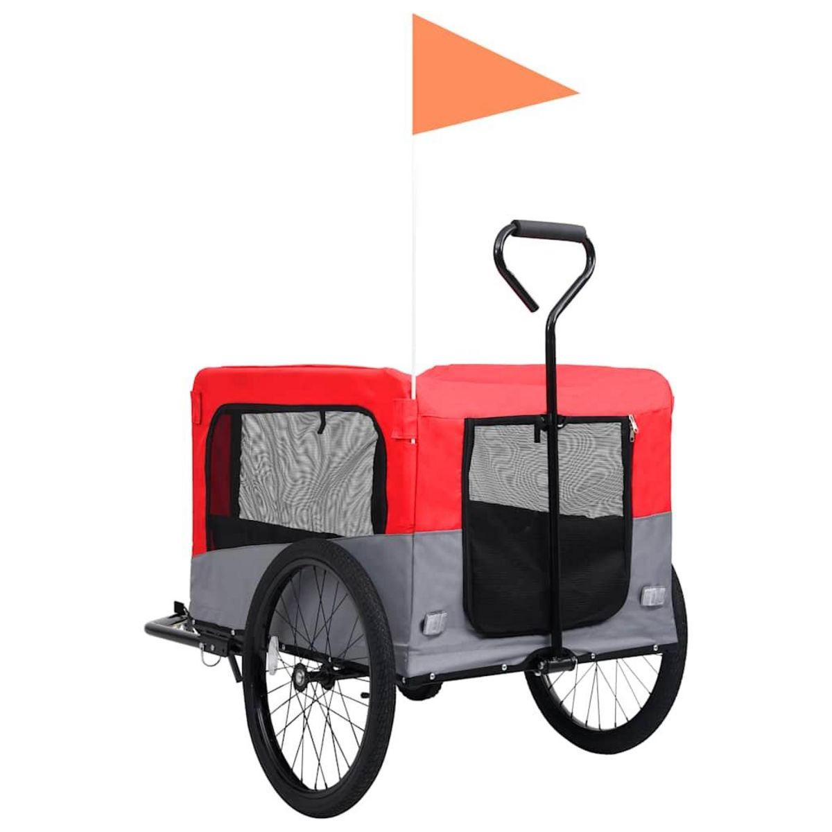 VIDAXL Remorque de velo pour chiens et poussette 2-en-1 rouge et gris