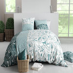 ATELIER DU COTON Parure Housse De Couette 100% Coton 57fils Foliage. Coloris disponibles : Multicolore