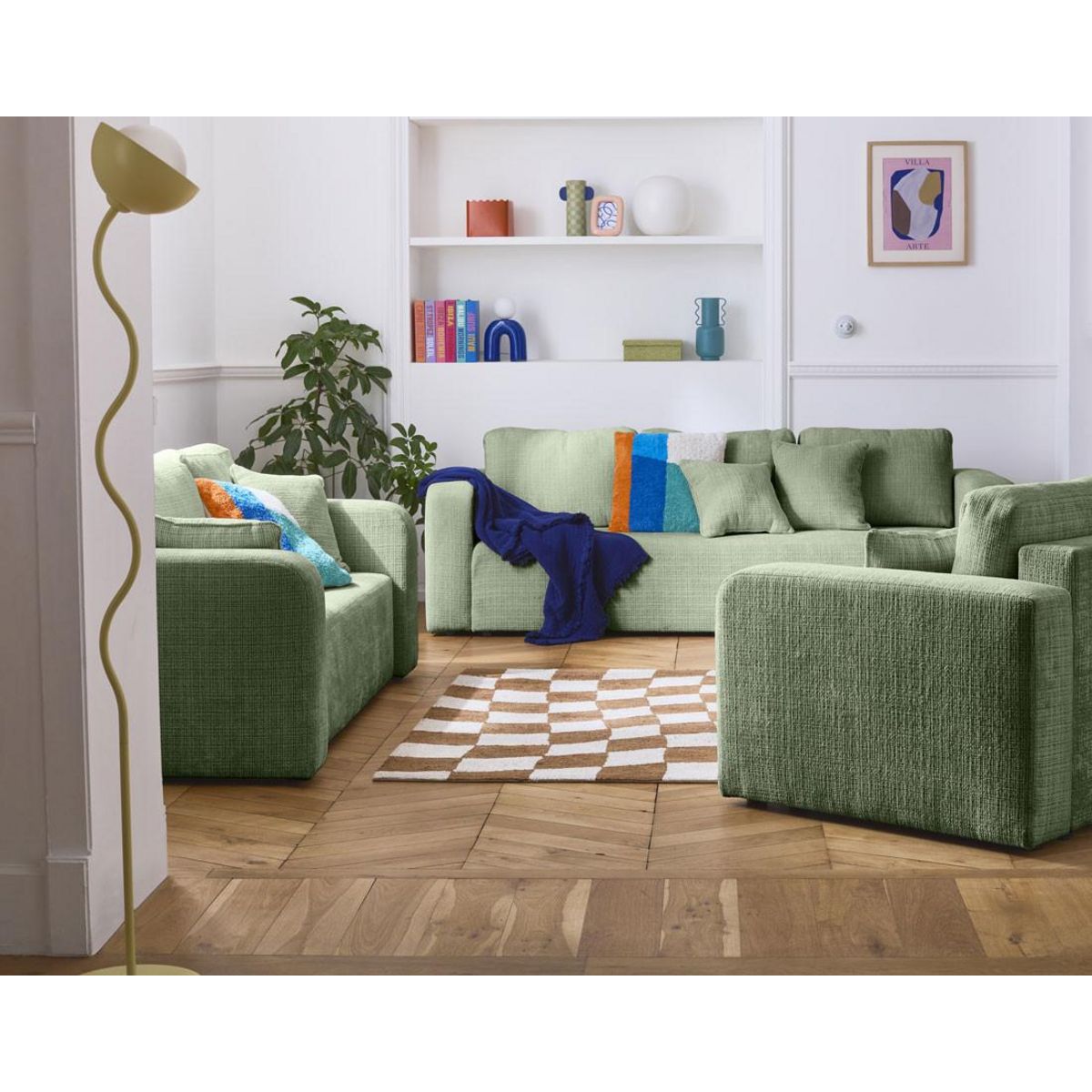 BEST MOBILIER Miro - canapé droit 2 places - en velours texturé