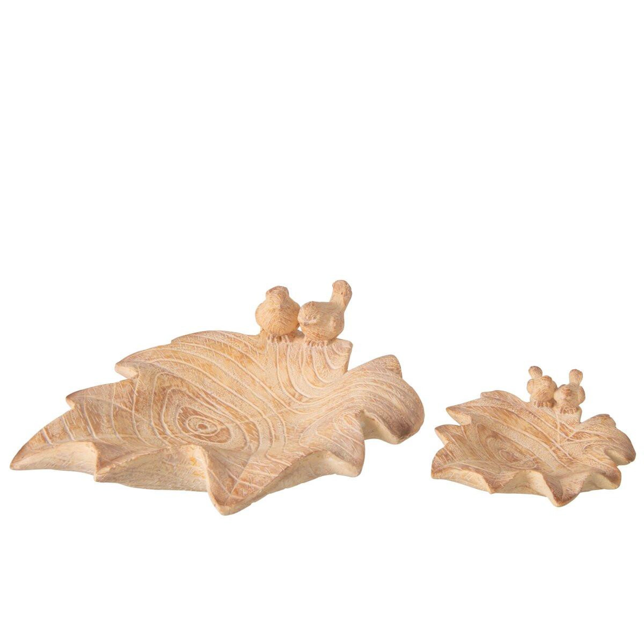 Voir la diapositive 3 : J-LINE Coupelle déco feuille  bérénice  39cm beige