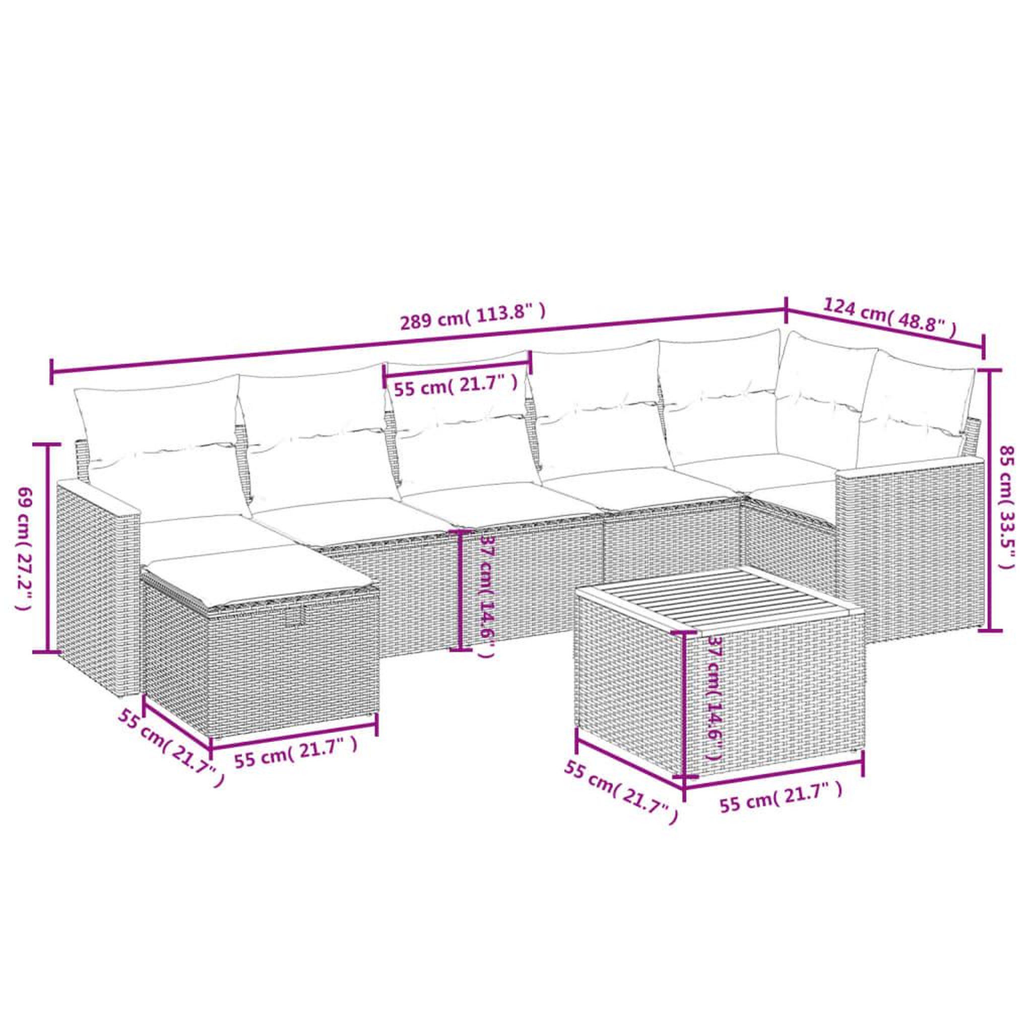 Voir la diapositive 4 : VIDAXL Salon de jardin 8 pcs avec coussins noir resine tressee