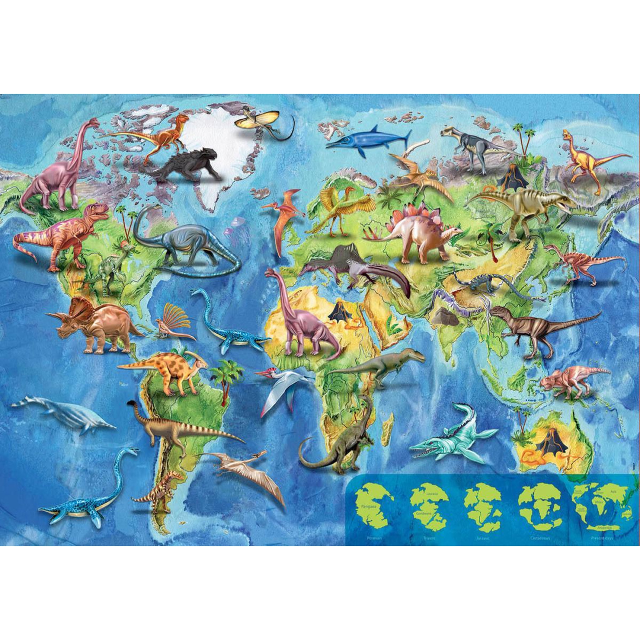 Voir la diapositive 2 : EDUCA Puzzle 150 pcs - Mappemonde dinosaures