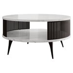 BEST MOBILIER Forini - table basse ronde - effet marbre blanc - 1 niche - 75 cm. Coloris disponibles : Blanc