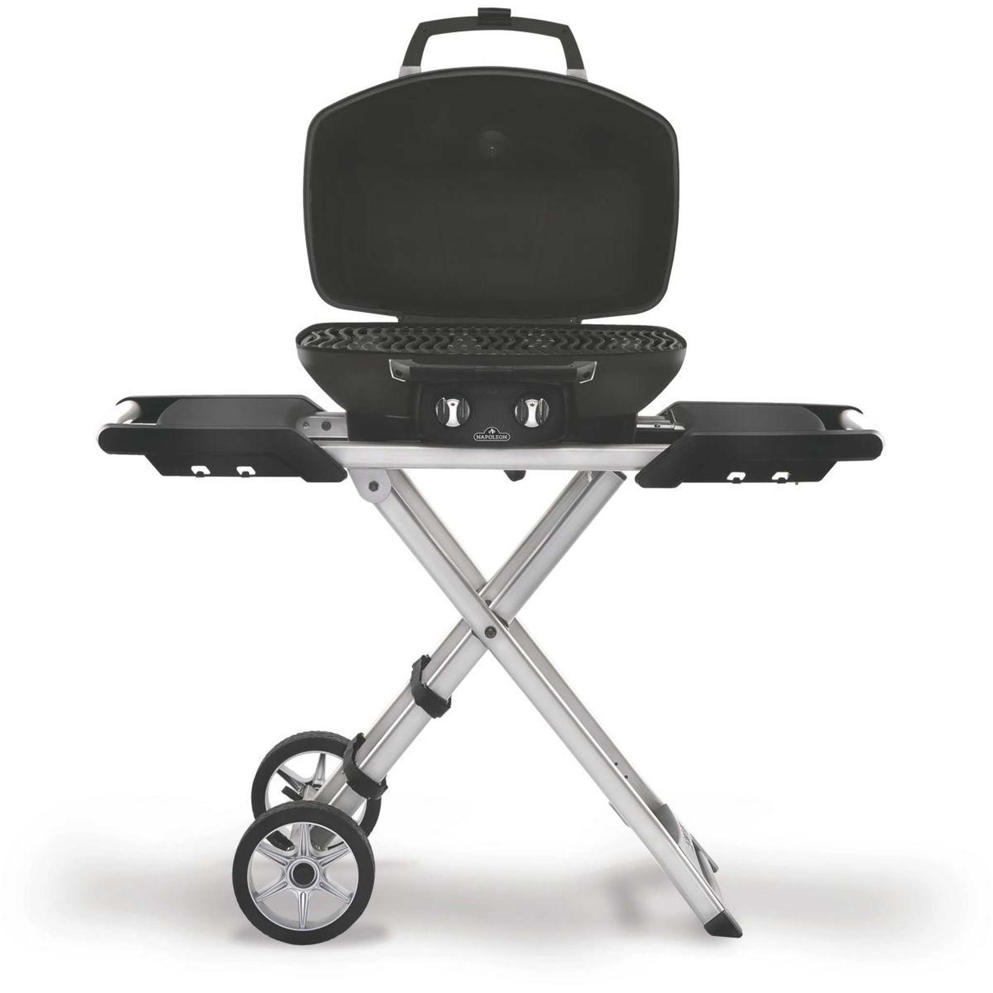Voir la diapositive 2 : NAPOLEON Barbecue gaz travel q pro noir 2brûleurs sur chariot pliant, 54x37 cm