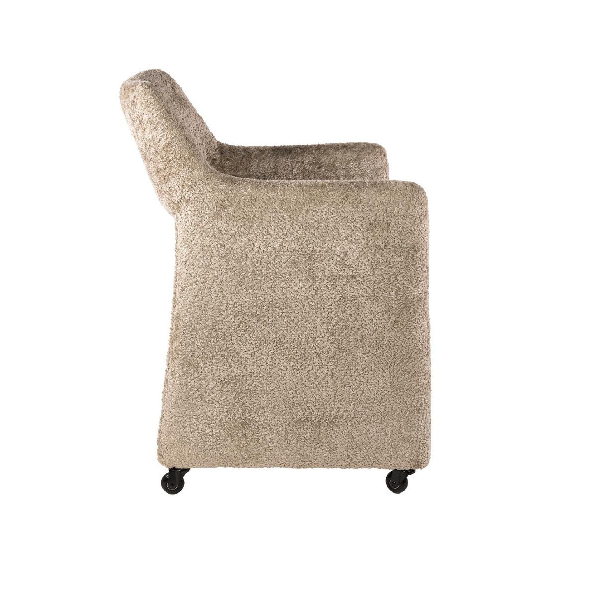 Voir la diapositive 6 : JLC KREATION Chaise-fauteuil en tissu beige avec roulettes ely (lot de 2)