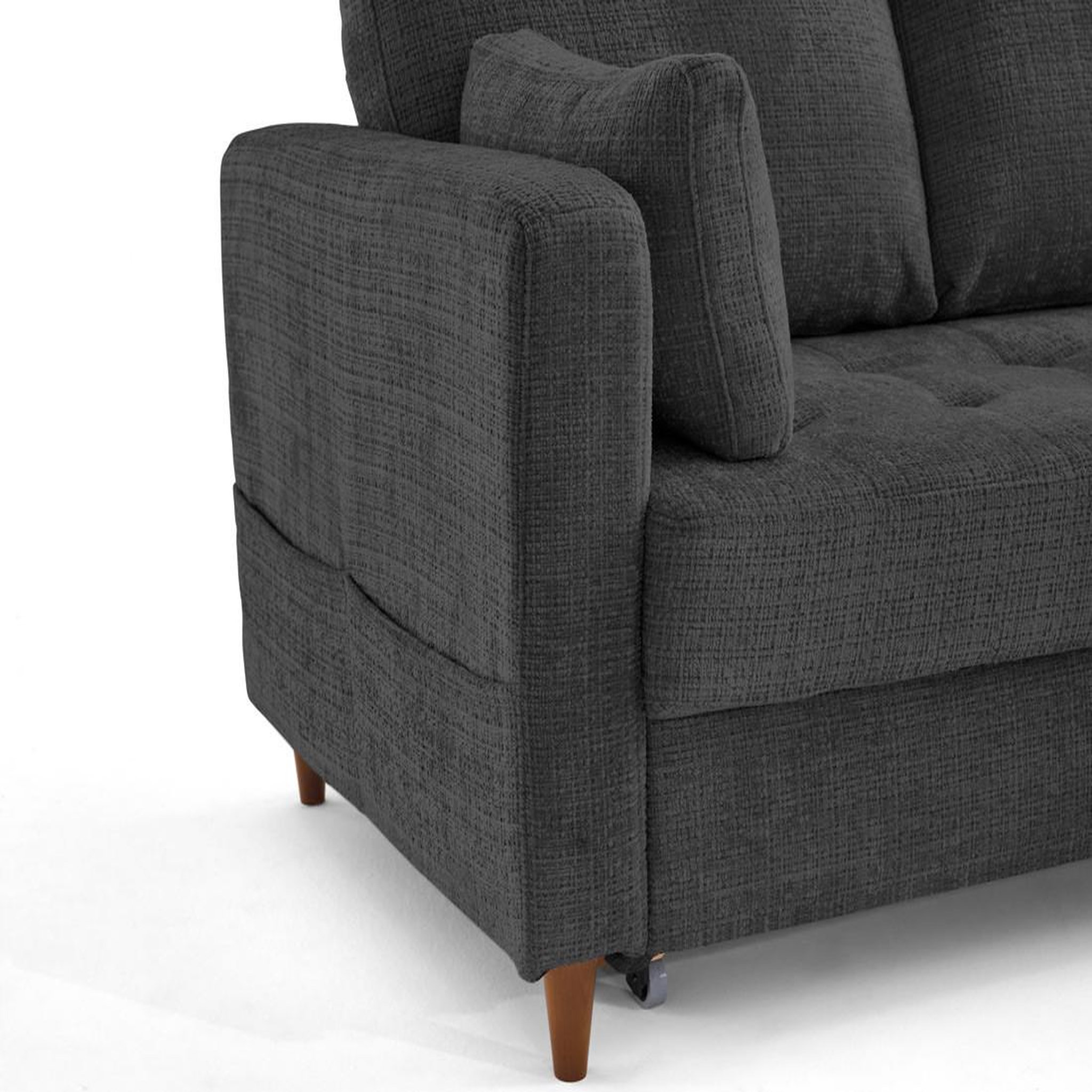 Voir la diapositive 6 : LISA DESIGN Anna - canapé d'angle droit 5 places convertible en velours texturé