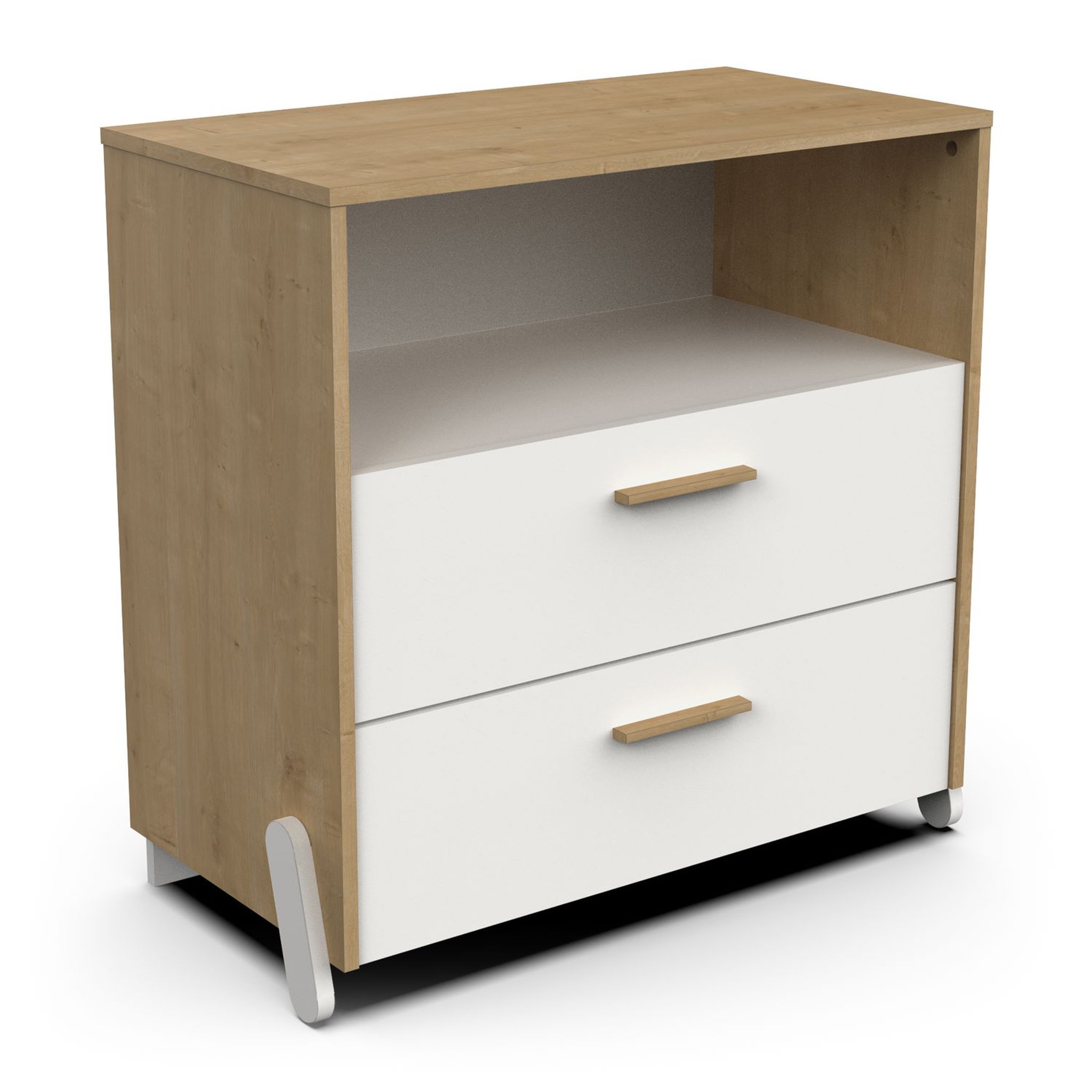 Voir la diapositive 4 : Commode enfant 2 tiroirs 1 niche L73 cm LILAS