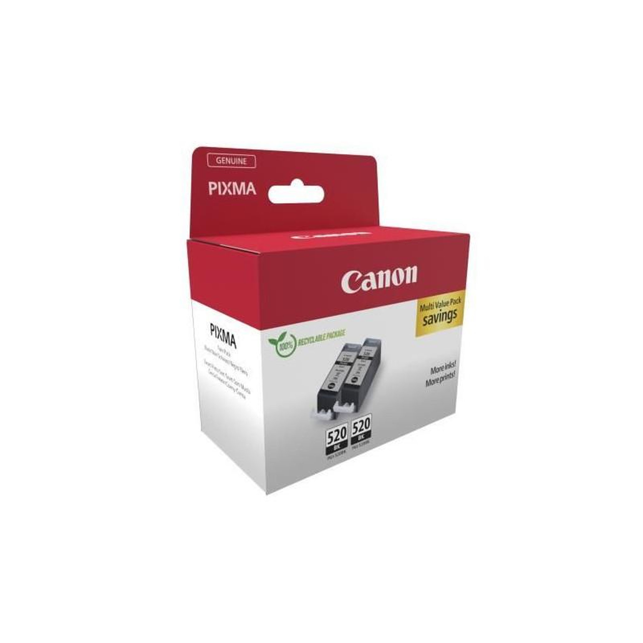 Voir la diapositive 2 : Canon Pack de 2 cartouches d'encre noir - CANON - PGI-520