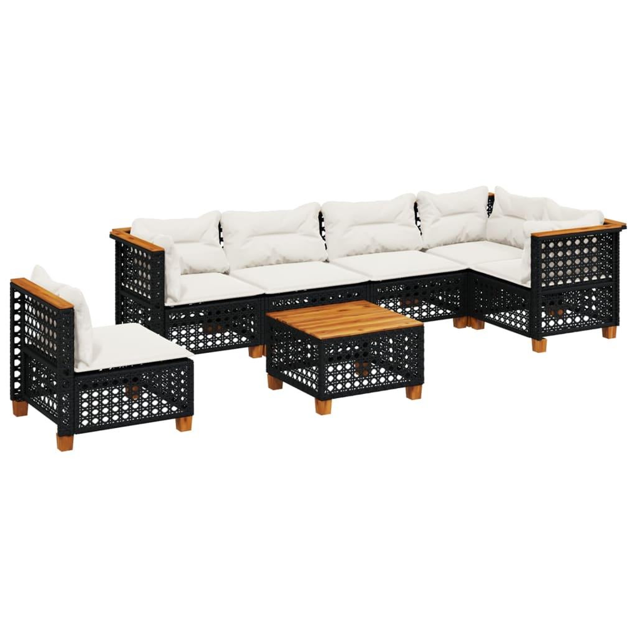 Voir la diapositive 2 : VIDAXL Salon de jardin 7 pcs avec coussins noir resine tressee