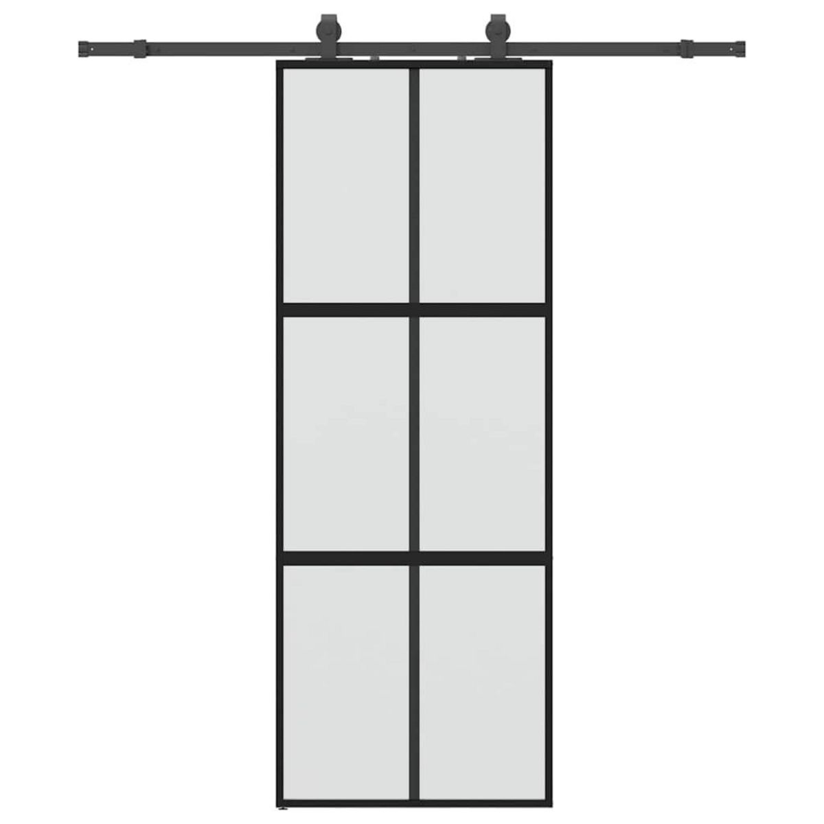 VIDAXL Porte coulissante kit quincaillerie noir 76x205 cm verre trempe