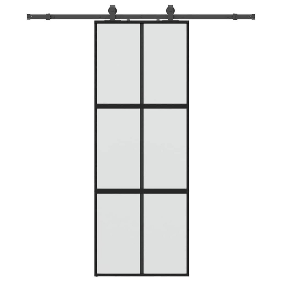 VIDAXL Porte coulissante kit quincaillerie noir 76x205 cm verre trempe