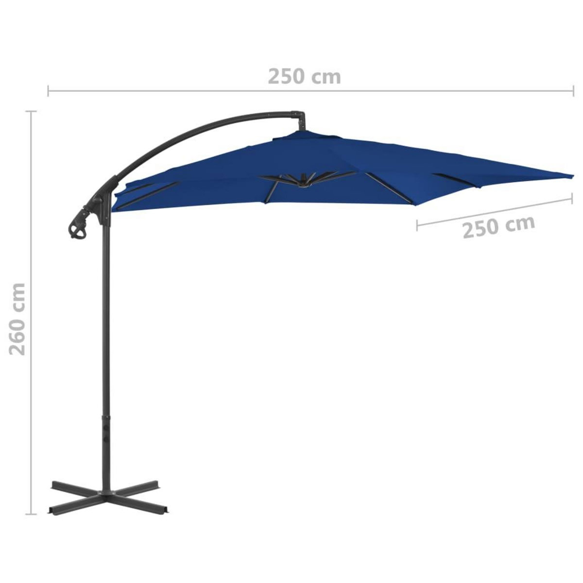 VIDAXL Parasol de jardin en porte-a-faux avec mat en acier azure