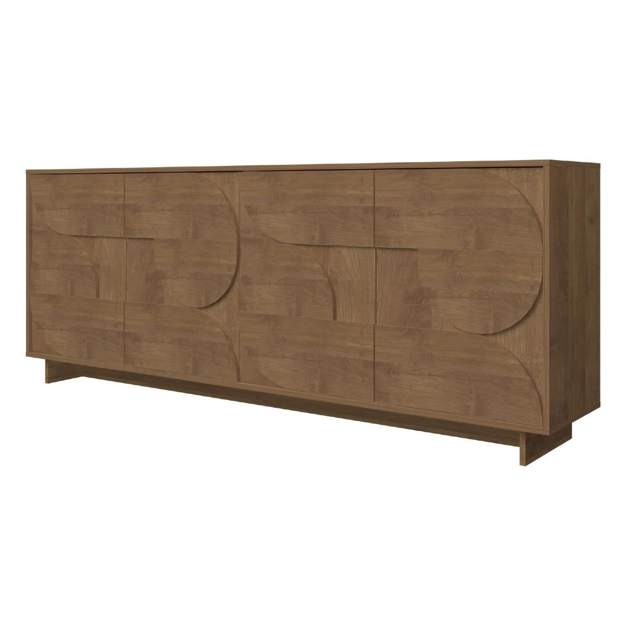 JLC KREATION Buffet bas design effet noyer portes motifs ronds 205cm zaz