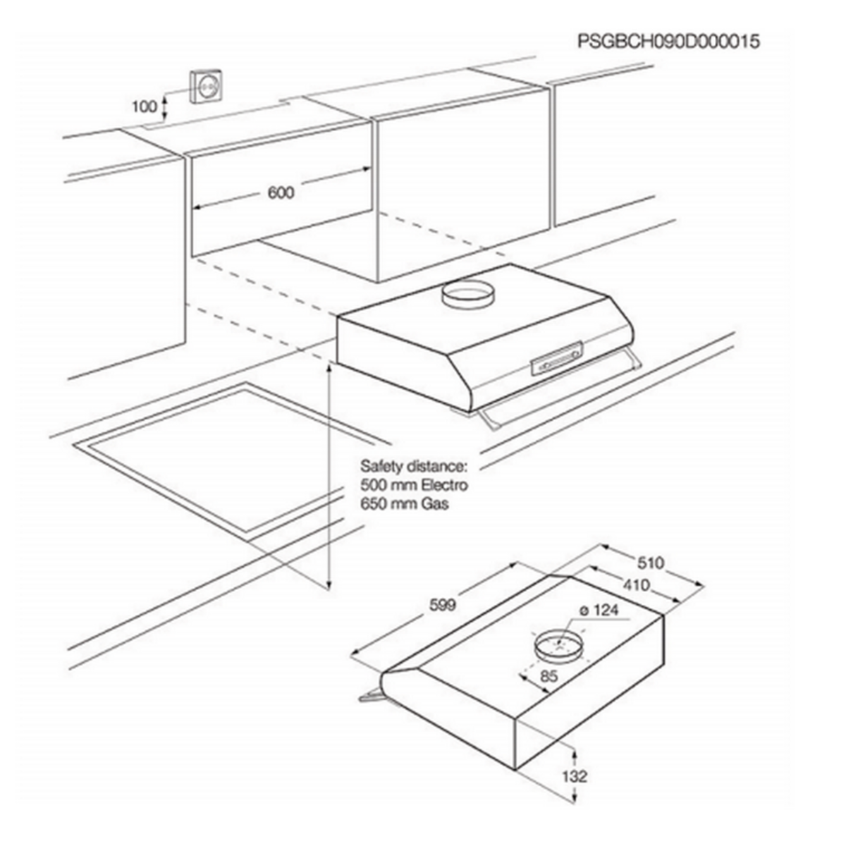 FAURE Hotte visière 60cm 368m3/h inox - fht6137x