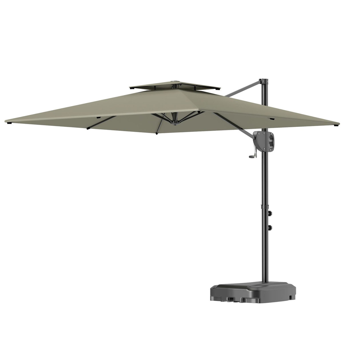 OUTSUNNY Parasol déporté carré double toit polyester gris clair