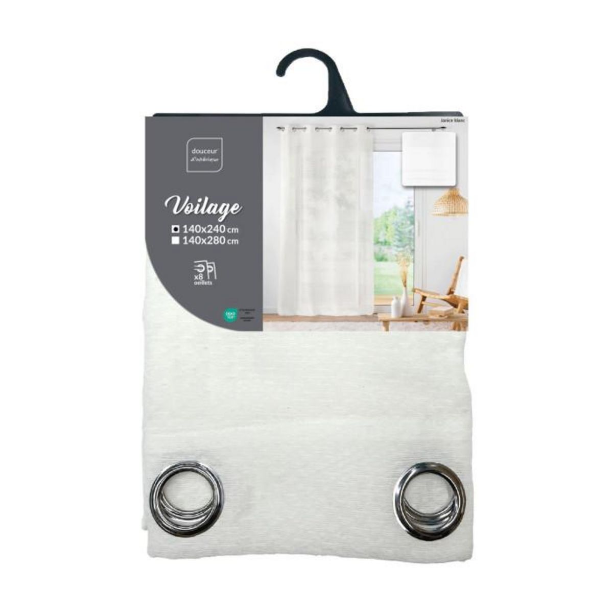 Paris Prix Rideau Voilage Jacquard  Ophelia  140x240cm Blanc