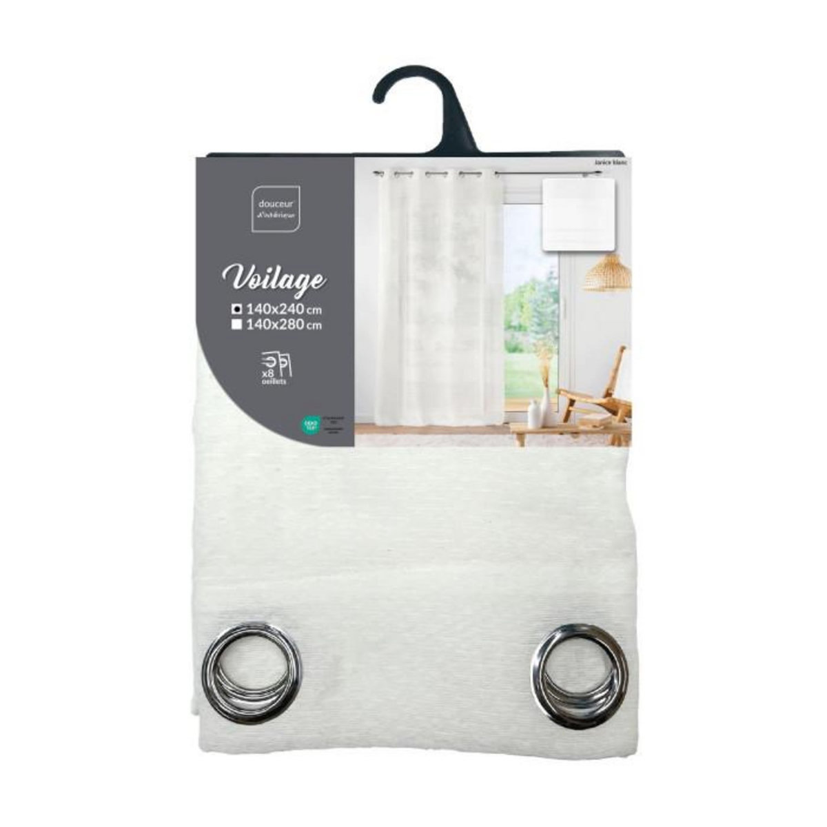 Paris Prix Rideau Voilage Jacquard  Ophelia  140x240cm Blanc