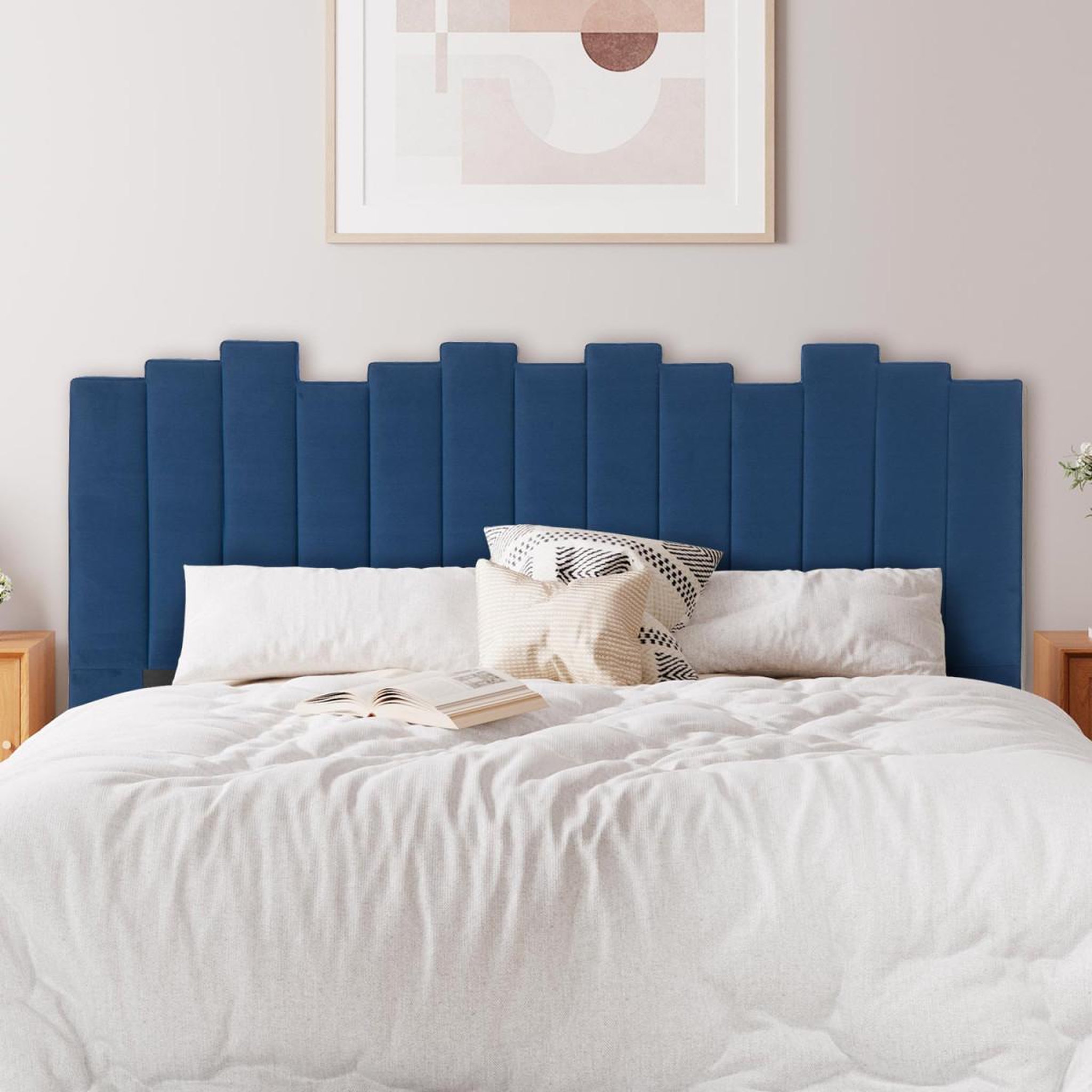 Voir la diapositive 6 : Paris Prix Tête de lit en velours design  kenty  180cm bleu