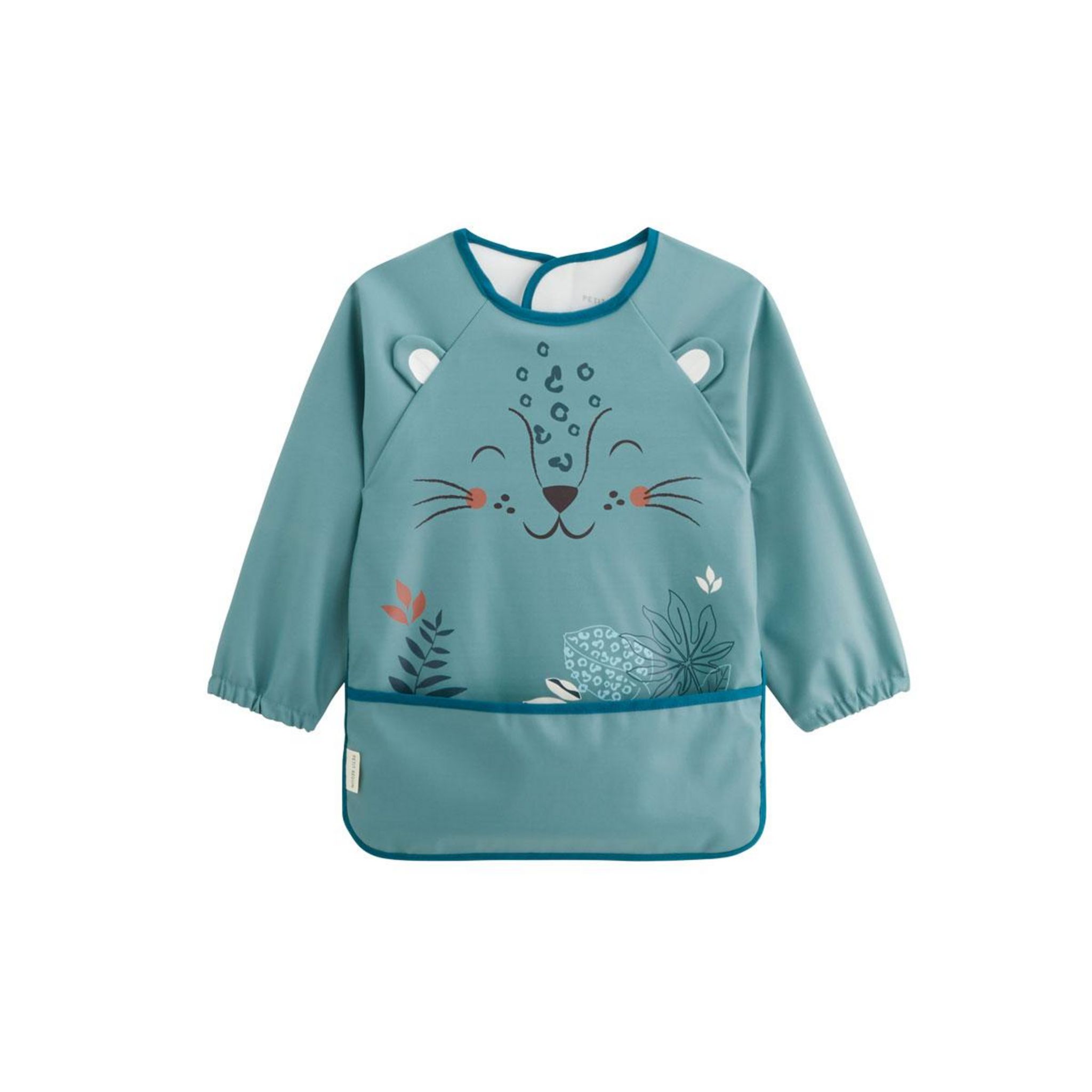 Petit Béguin Bavoir tablier manches longues Roméo. Coloris disponibles : Bleu