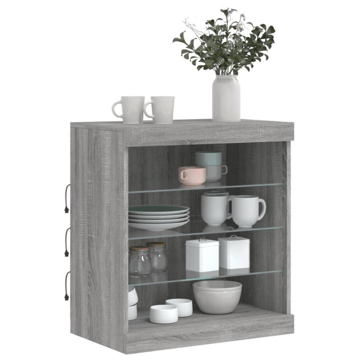 VIDAXL Buffet avec lumieres LED sonoma gris 60,5x37x67 cm
