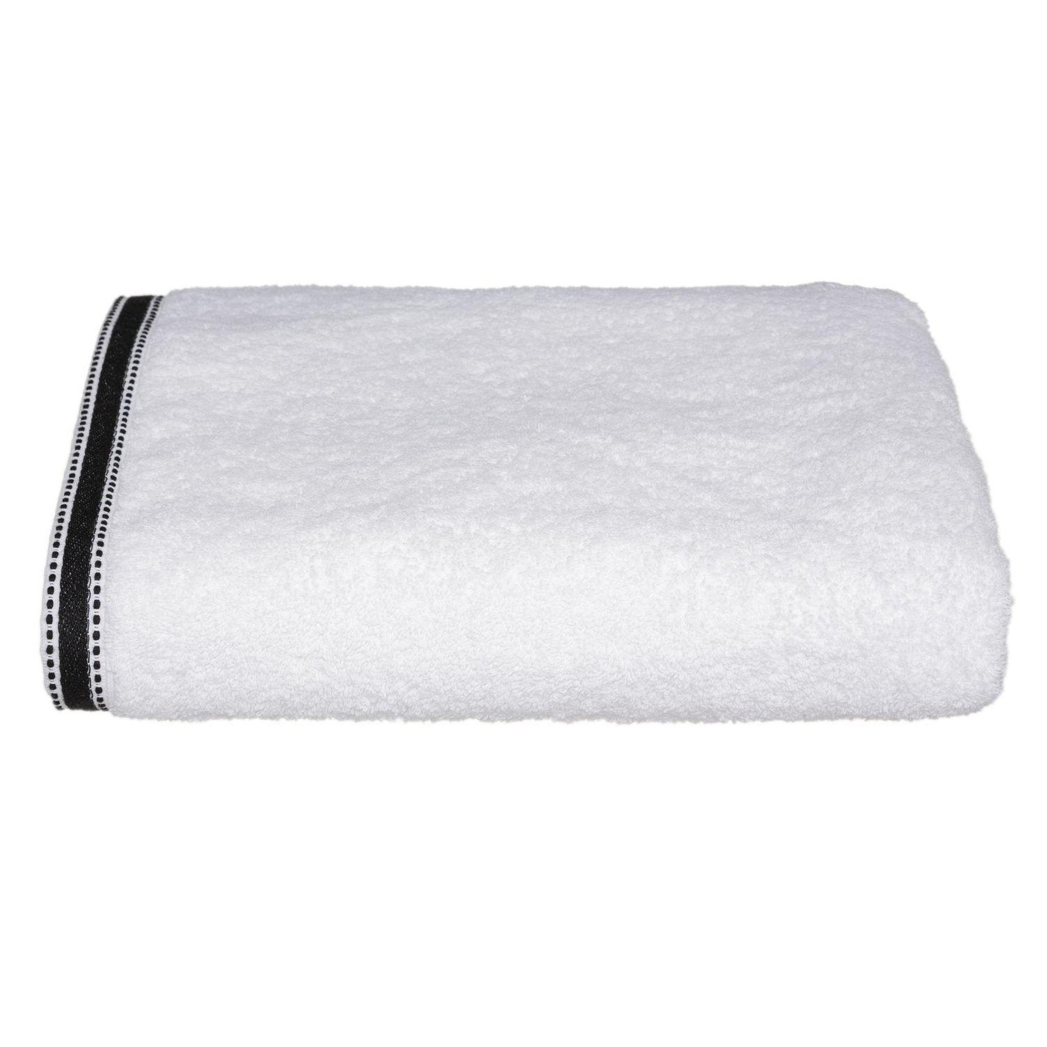 ATMOSPHERA Drap de bain Joia avec liseré. Coloris disponibles : Blanc, Rose, Jaune, Beige, Bleu