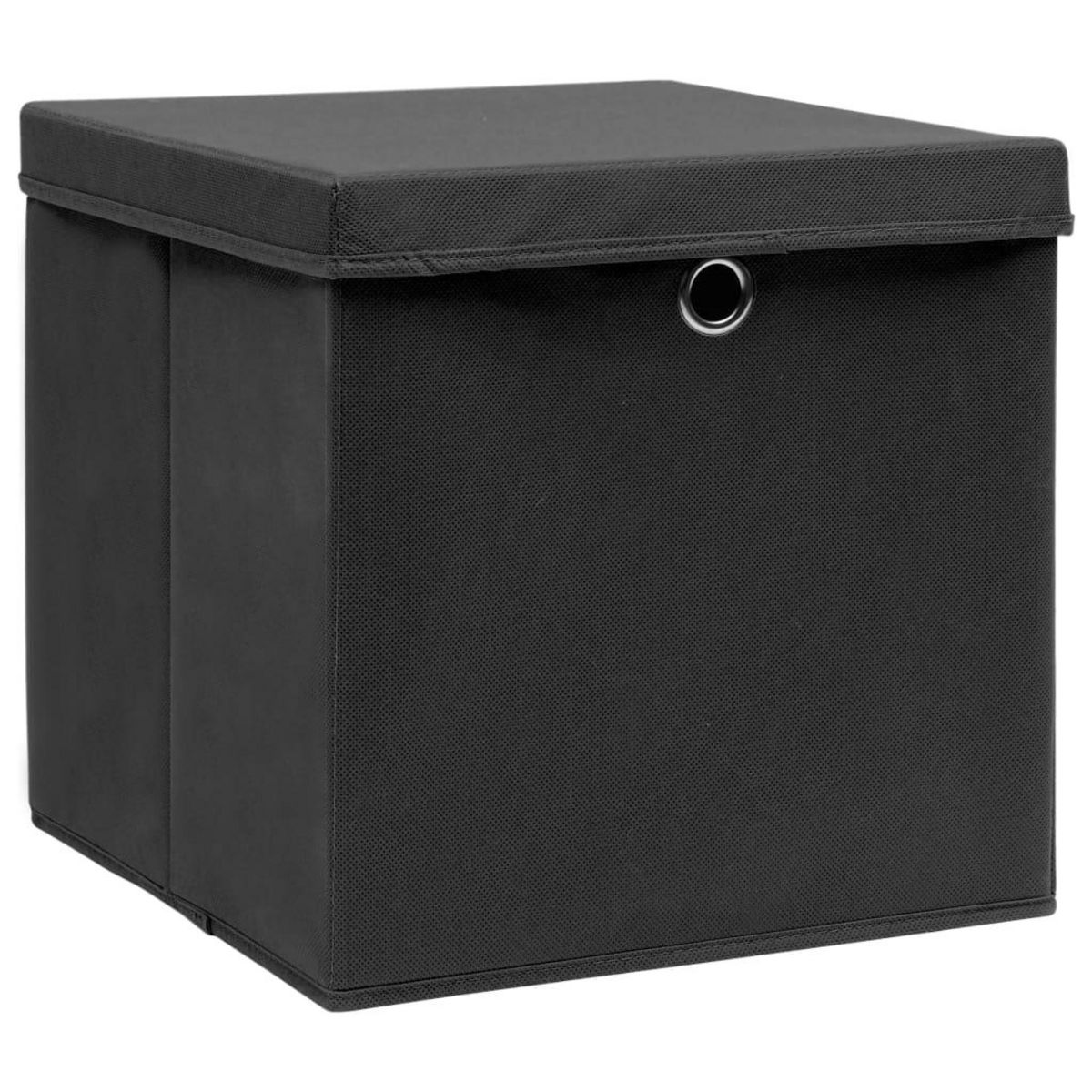 VIDAXL Boîtes de rangement avec couvercle 10 pcs Noir 32x32x32cm Tissu