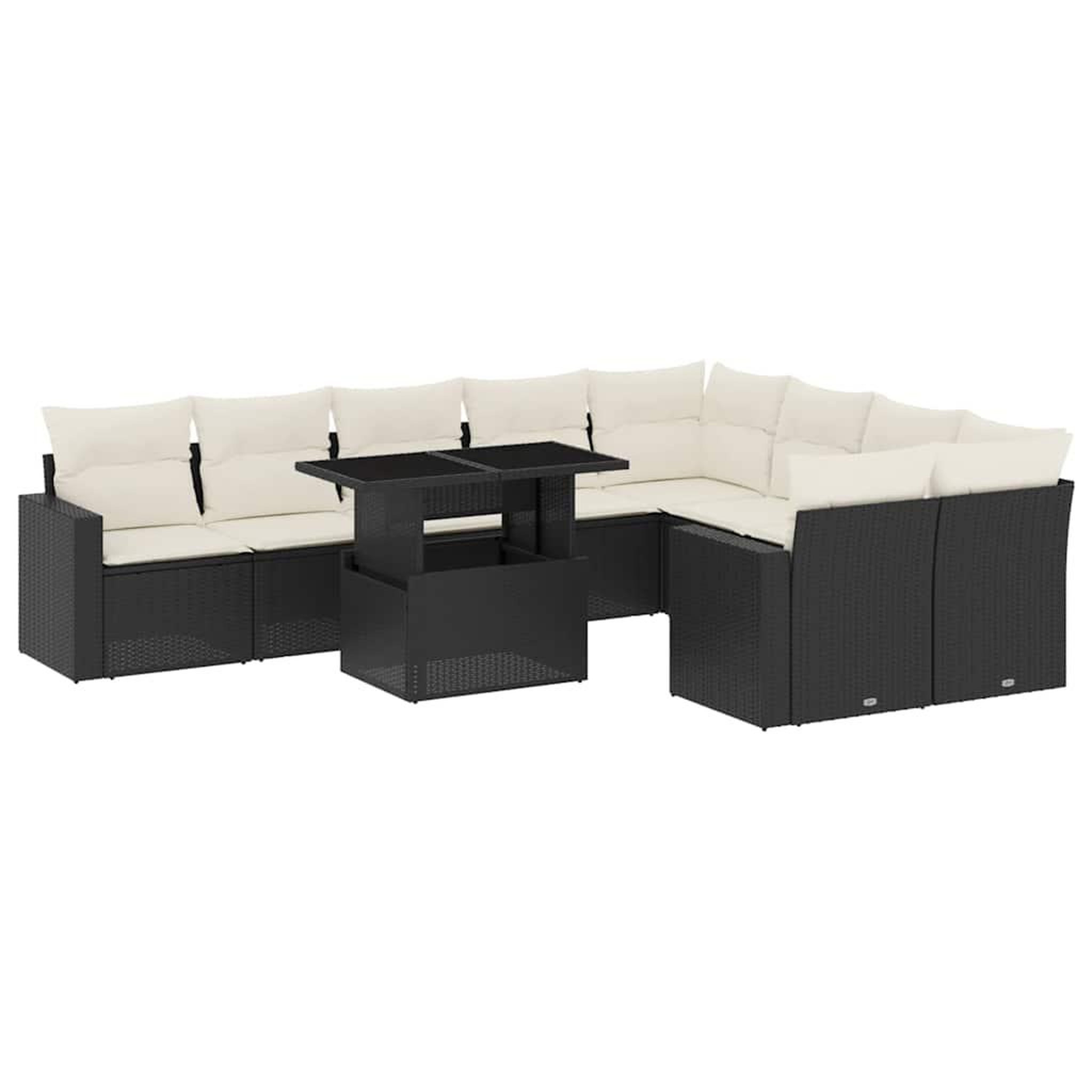 Voir la diapositive 2 : VIDAXL Salon de jardin 10 pcs avec coussins noir resine tressee
