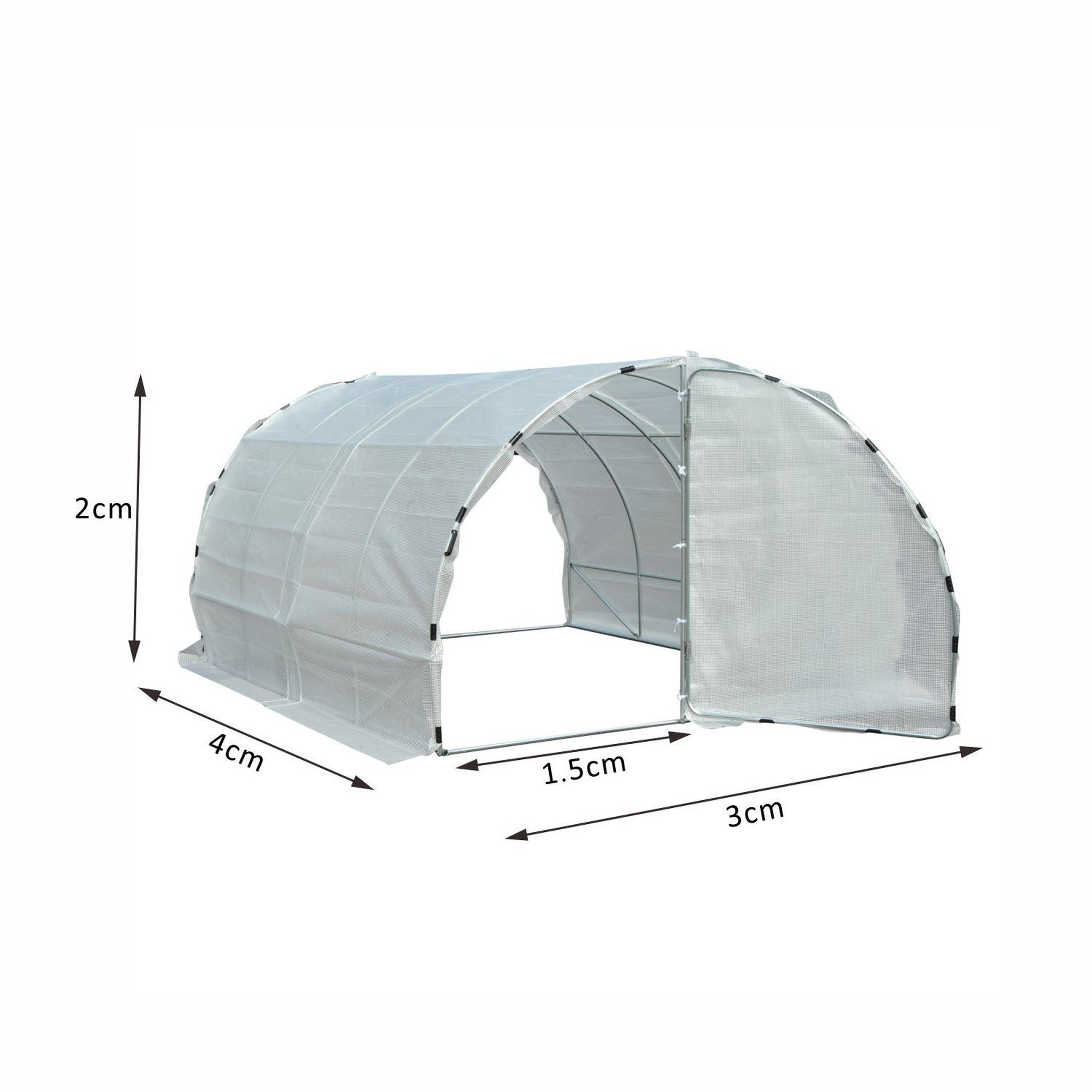 Voir la diapositive 3 : OUTSUNNY Serre de jardin tunnel surface sol 12 m² 4l x 3l x 2h m châssis tubulaire renforcé 25 mm double porte avec poignées blanc