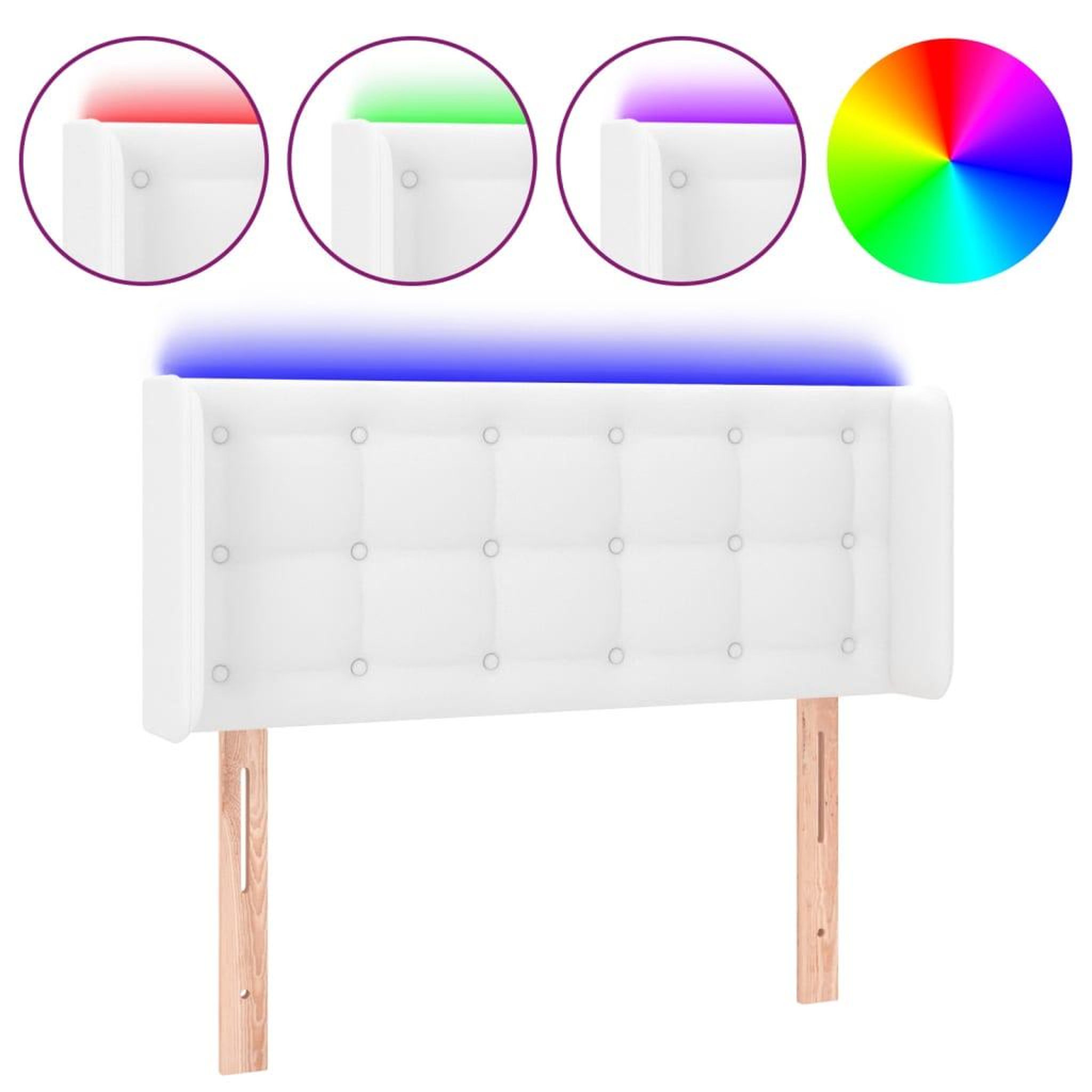 Voir la diapositive 2 : VIDAXL Tete de lit a LED Blanc 103x16x78/88 cm Similicuir