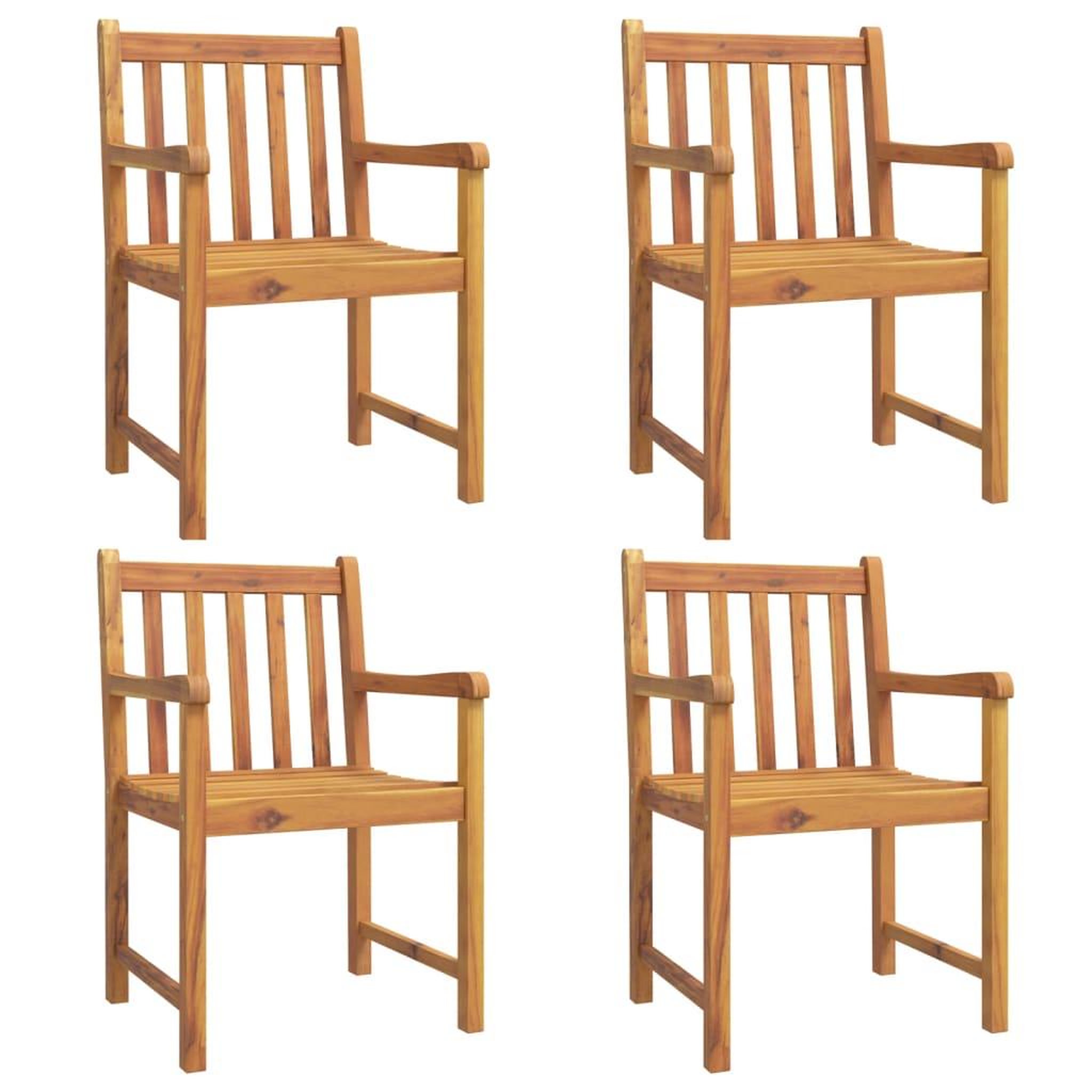 Voir la diapositive 2 : VIDAXL Chaises de jardin lot de 4 56x55,5x90 bois massif d'acacia