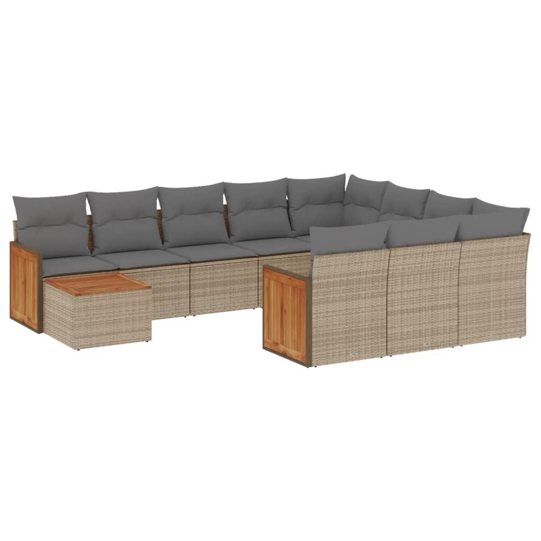 Voir la diapositive 2 : VIDAXL Salon de jardin 11 pcs avec coussins beige resine tressee