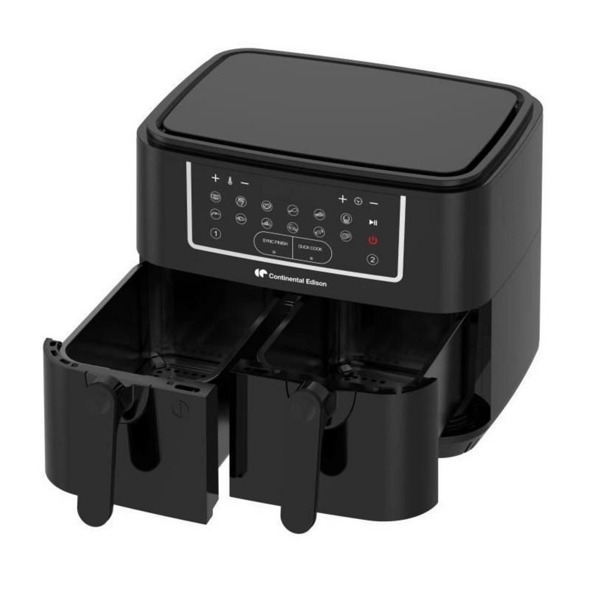 CONTINENTAL EDISON Friteuse a Air Sans huile CONTINENTAL EDISON - RFRSH24002CB - 9 L - Double bacs - 2400W - Noir