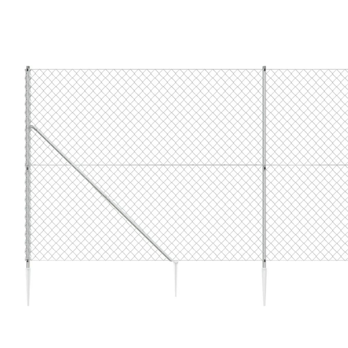 VIDAXL Cloture a mailles losangees avec ancrage argente 1,6x10 m