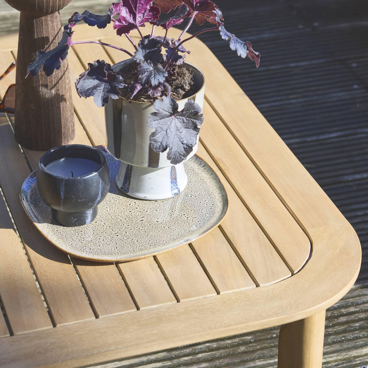 SWEEEK Salon de jardin d'angle bois d'acacia 5 places BURGOS, table carrée