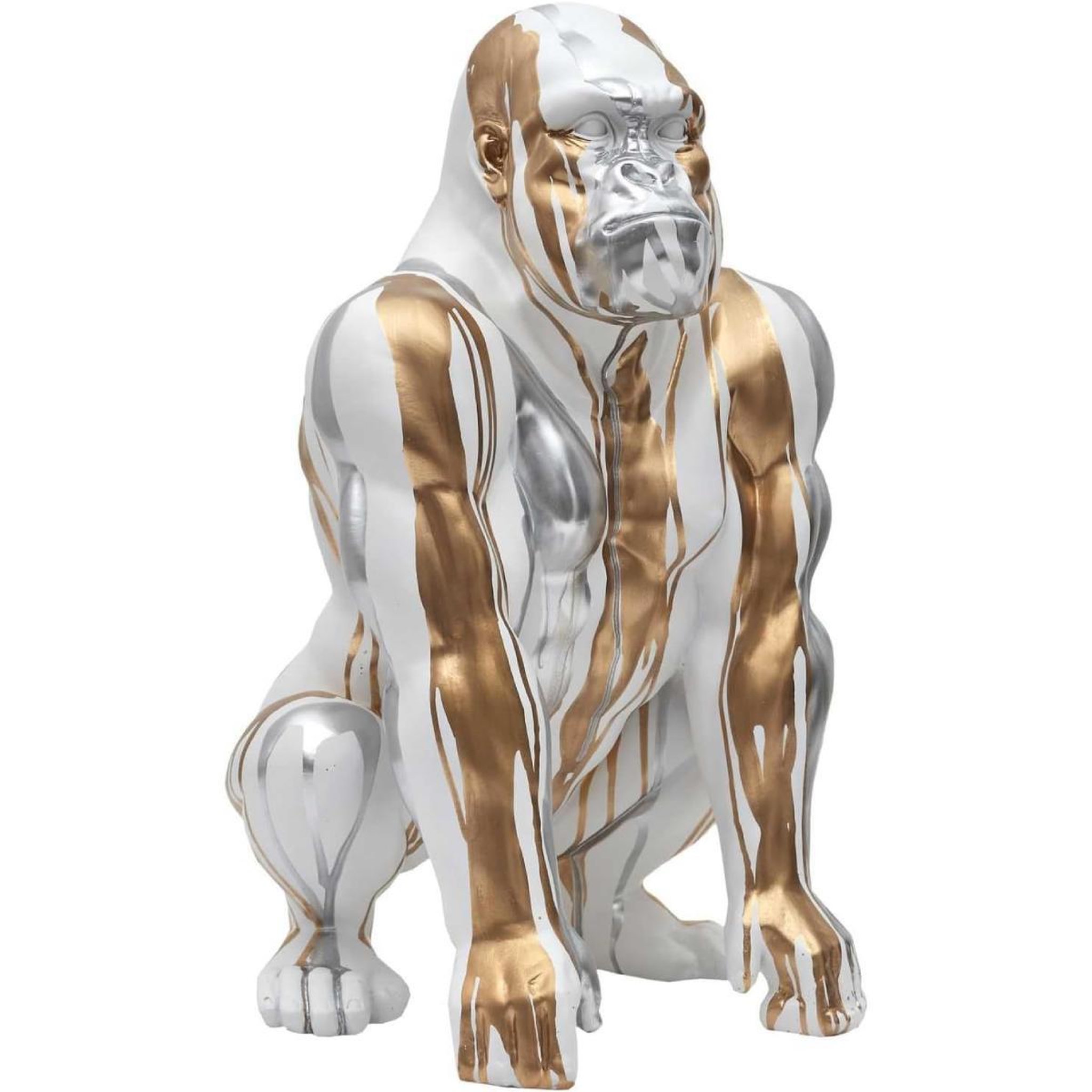Voir la diapositive 2 : The Home Deco Factory Statuette déco gorille  coulure  45cm blanc