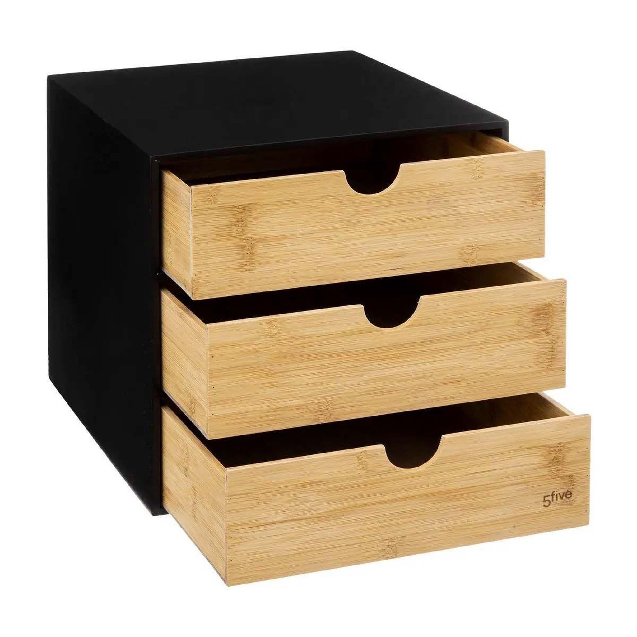 Voir la diapositive 2 : FIVE Tour de rangement bureau carrée  bava  31cm noir