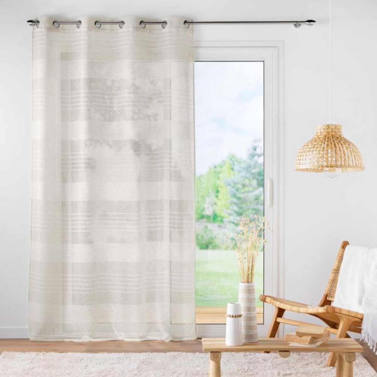 Paris Prix Rideau Voilage à Œillets  Janice  140x240cm Lin