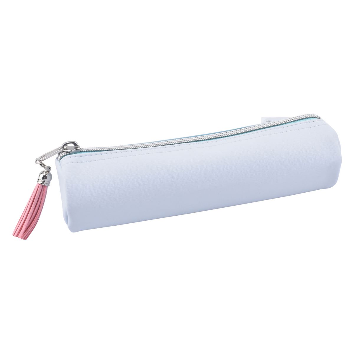 AUCHAN Trousse scolaire ronde avec charm pompon polyuréthane bleu pastel