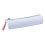 Voir la diapositive 1 : AUCHAN Trousse scolaire ronde avec charm pompon polyuréthane bleu pastel