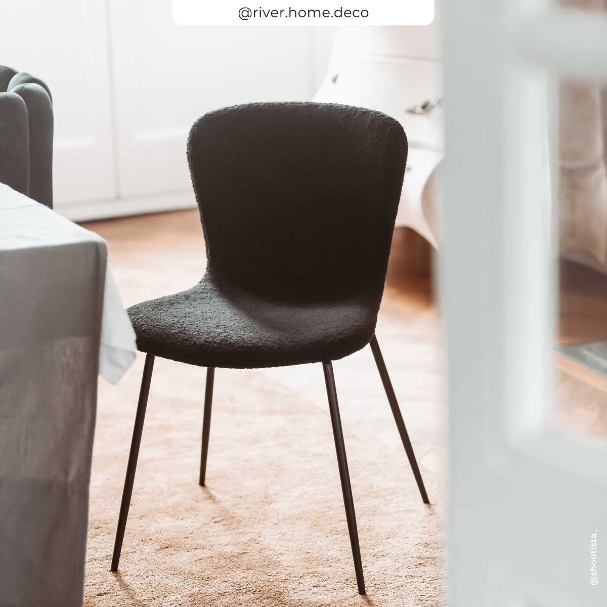 Rendez vous déco Lot de 2 chaises effet laine bouclette blanche et pieds en métal - Koko