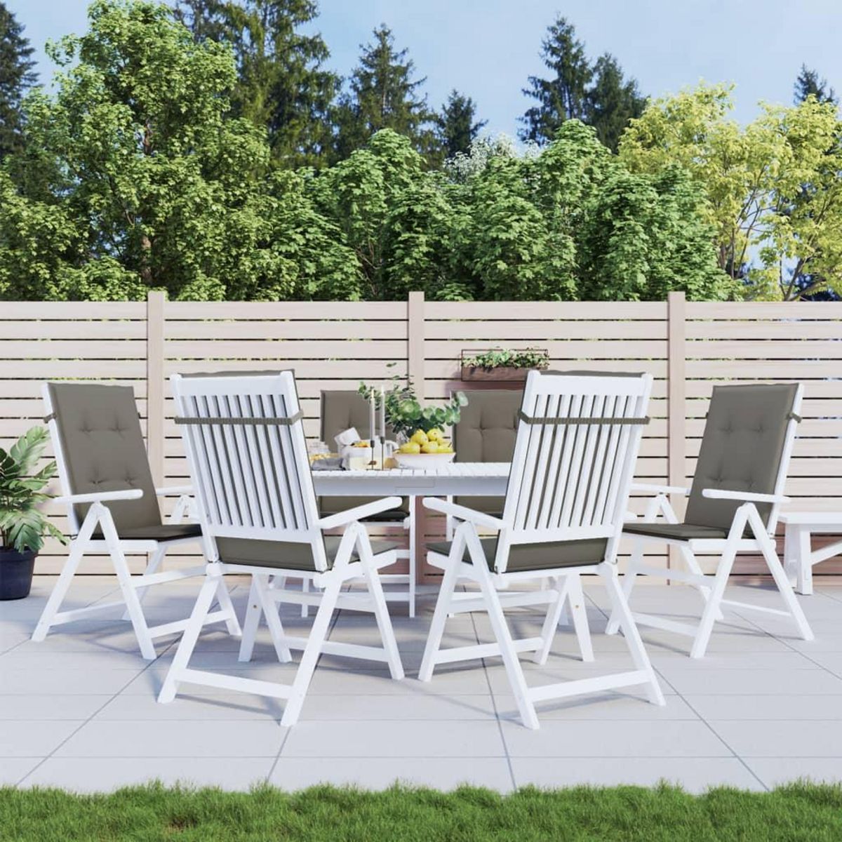 VIDAXL Coussins de chaise a dossier haut lot de 6 gris fonce melange