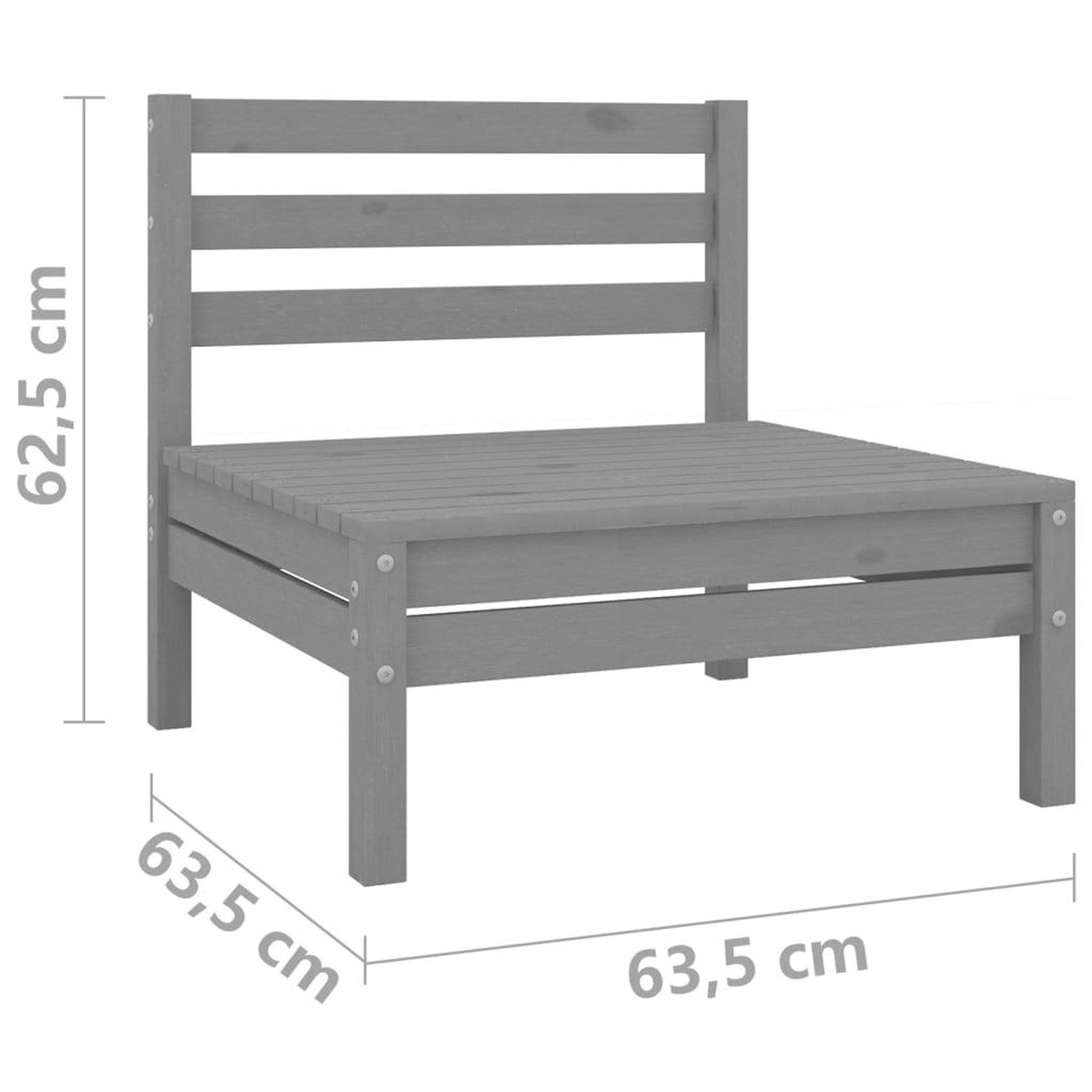 Voir la diapositive 6 : VIDAXL Canape a 2 places de jardin Gris Bois de pin solide