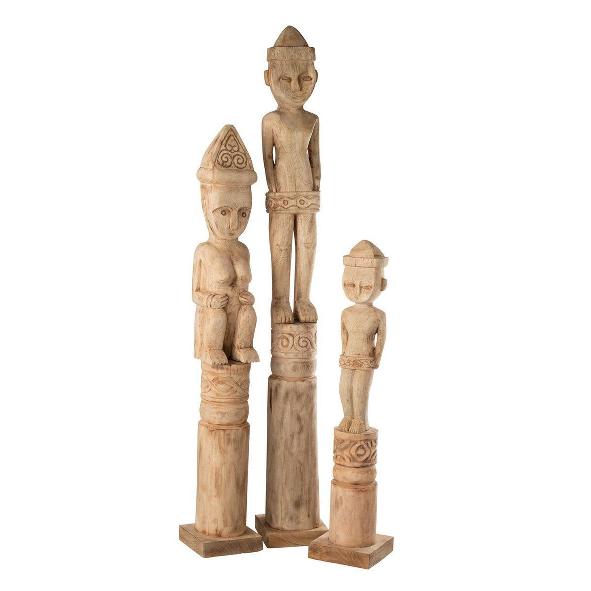 Voir la diapositive 2 : J-LINE Statuette Déco  Personnage Africain Debout  114cm Naturel
