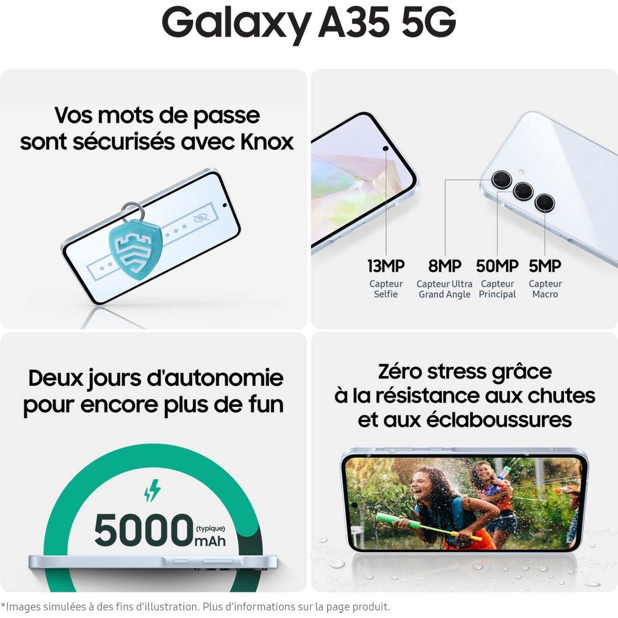 Voir la diapositive 5 : Samsung Smartphone Galaxy A35 Bleu 256Go 5G